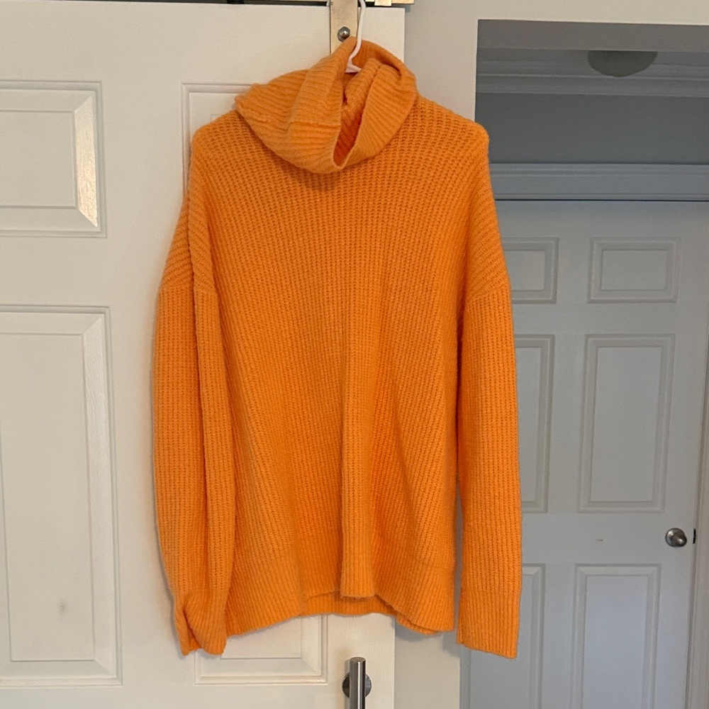 Lulu's Bright Orange Ribbed Turtleneck Sweater